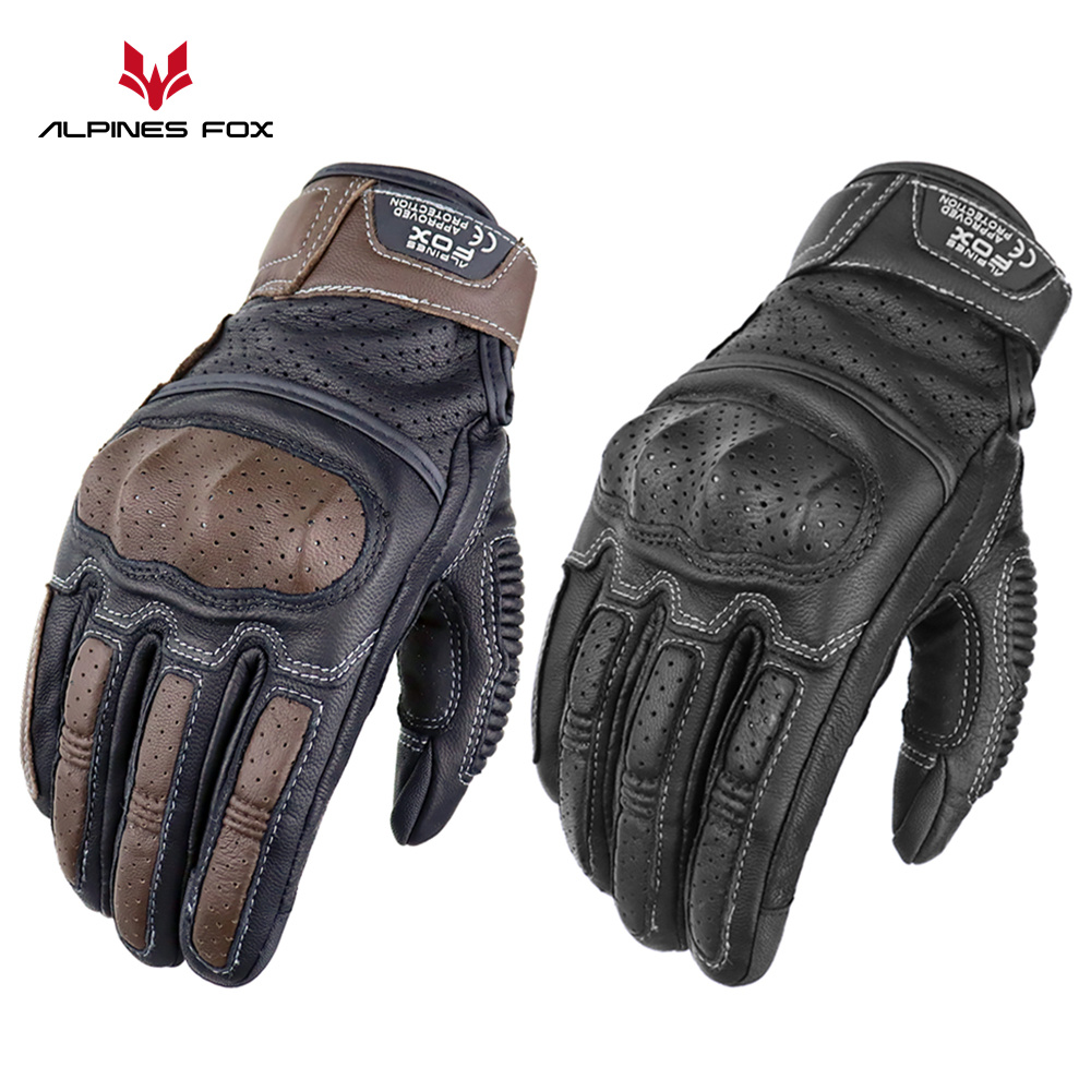 Motorcycle Gear Fox - Vintage Motorcycle Gloves Genuine Leather Motorbike